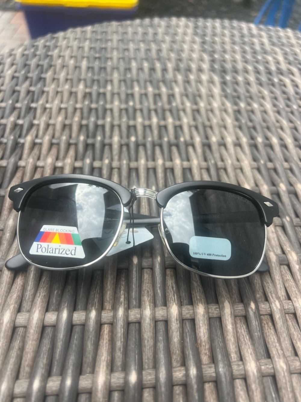 Classic Polarized Square Black Lens Horn Rimmed Sunglasses New